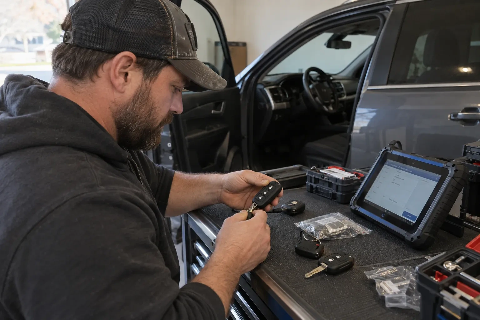 Illustrative locksmith scene; not an actual job